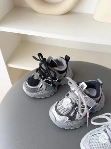 Children Sport Shoes Spring Autumn Kids Sneakers Soft Breathable Mesh Shoes Boys Girls Lace-up Running Shoes Gray Black2026