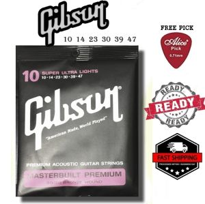 🎸 FREE PICK INSIDE! Gibson Acoustic Strings (.010-.047 Super Ultra Light) - MASTERBUILT 80/20 Bronze 🎁 (NEW!)