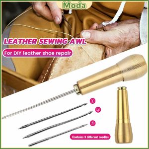 Moda Copper Handle Leather Sewing Awl Sewing Needle Awls for Leather Shoe Repair