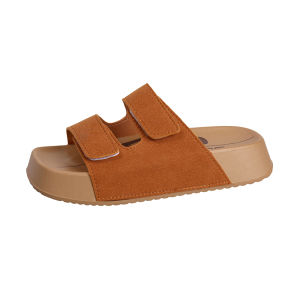 YOTO Platform Sandals For Women Birken-style Double Hook & Loop Straps Thick Sole Slip-on Slippers