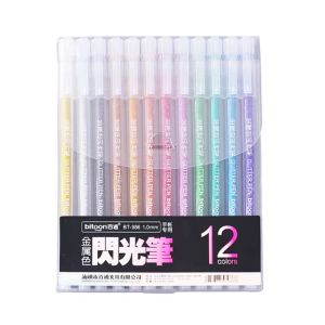 1.0MM Point Metallic Glitter Gel Pen || Stationary Multiple Colour Pen || 12 Colours Multi-colour Pack