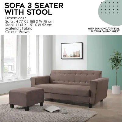 SOFA 3 SEATER WITH DIAMOND + STOOL/SOFA L SHAPE/SOFA WITH OTOMAN