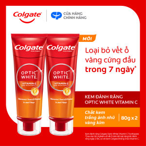 Kem đánh răng Colgate trắng răng Optic White Vitamin C độ tinh khiết cao loại bỏ vết ố cứng đầu lâu năm trong 7 ngày 80g/ tuýp
