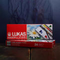 Lukas Travel Watercolor Paint 24 Colors Half Pans Transparent Watercolor Painting Brush Sketchers' Portable Palette Metal Box. 