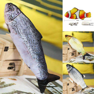 Cat Electric Simulation Fish Toys Touch Sensor Interactive Swing Fish USB Charging Lucu Kucing Mainan Chew Toy Jumping Toy