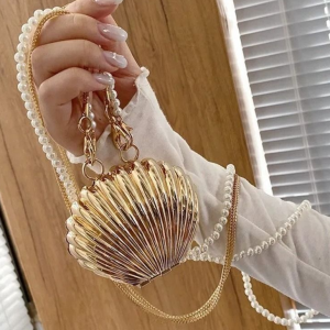 COLOO Luxury Women Dinner Bag Shell Shape Pearl Chain Lipstick Bag High Quality Fashion Mini Shoulder Bag Summer