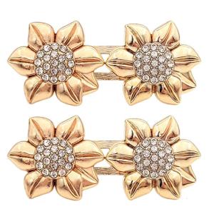 Sparkling Rhinestones Flower Adjustable Waistband Snap Button For Pants No Sew Alloy Design