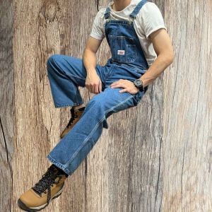 Quần yếm nam Round Housechất liệu denim cottonđặc biệt big size từ 70kg đến trên 200kgdáng cổ điểntúi hộpxuất USA