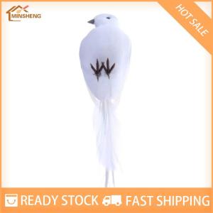 MIH ✨ COD ✨ ขนนกพิราบสีขาวโฟมประดิษฐ์คู่รักนกพิราบนกตกแต่งบ้านสวนงานแต่งงานนกจำลองของตกแต่งต้นคริสต์มาส