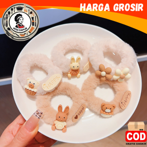 IKAT RAMBUT MOTIF BERUANG KECIL WARNA MOTIF ELEGAN PREMIUM KOREA HAIRSTYLE ANTI MELAR