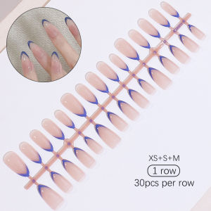 BORN PRETTY Blue Nude Handmade Press on Nails Aurora Fake Nail Patches Wearable Detachable French Pearl Almond False Nail Tips
