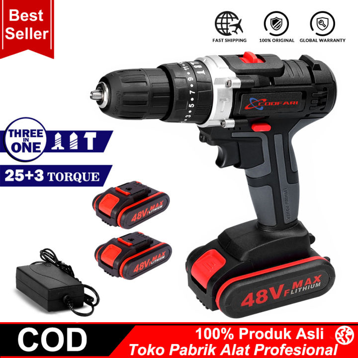 Impact Cordless Drill 48VF / Mesin Bor 2 Baterai Tanpa Kabel Untuk ...