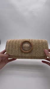 Evening Handbag Summer Beach Shoulder Crossbody Bag Woven Envelope Bag Straw Clutch Purse for Womens