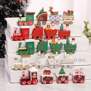 【TaroBall】Wooden Christmas Kid Toys Train Ornament Gingerbread Man Christmas Tree Decor Xmas Party DIY Room Christmas Decorations for Home