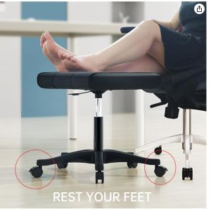 Footrest Stool Under Desk Ergonomic Foot Stool with Wheels 360° Rolling Footrest for Home Office