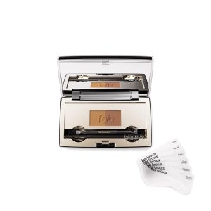 Fab Brows Duo Eyebrow Kit Ultimate Brow Stencil Kit with Compact Powder Mirror and Eyebrow Shaper Waterproof Eyebrow Makeup Kit Contour Palette Eyebrow Cosmetics (Dark Brown/Chocolate Brown)