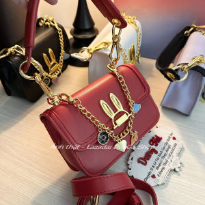 [Chuẩn hãng] Túi nữ đeo chéo + quai cầm size 17 năp gập kèm dây charm có hộp để làm quà tặng (full màu).thỏ desney