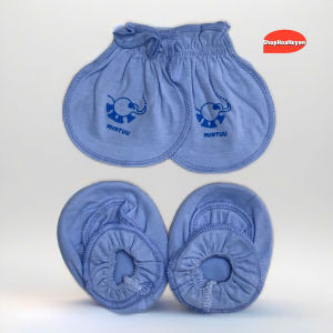 Sét mũ bao tay và bao chân cho bé sơ sinh 5 món chất vải cotton 100% mềm mại cho bé 0-3 tháng
