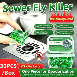 Sewer Fly Killer Deodorization Insect Prevention All Pipelines Can Be Used Plant Extracts to Decompose Odors Preventing Flying Insects from Breeding in Pipes 30PCS/Box One Piece for Deodorization