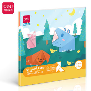 Deli Origami Paper / Kertas Lipat Origami 100 pcs 10 Warna Berbagai Ukuran 8363X