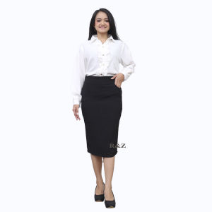 RZ Rok span hitam kerja kantor pendek selutut wanita dewasa polos jumbo model terbaru 2022 kekinian androk sepan viral pakaian formal premium handrok guru tebal import bawahan gereja cewek kristen WG