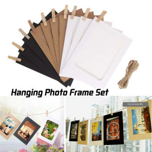 10Pcs 6Inch Hanging Photo Frame DIY Paper Photo Flim Frame Album+Rope+Clips Set