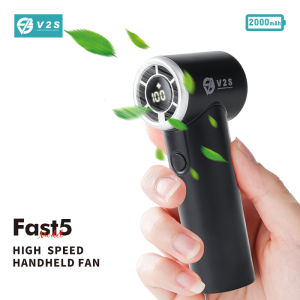 V2S Fast5 Portable Handheld Turbo High Speed Cooler Fan 2000MAH with Rechargeable Digital Display