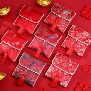 MMLUCK Tua rua Phong bì đỏ brocade Lời chúc mừng năm mới Lễ hội mùa xuân Túi tiền Phong cách Trung Quốc Hong Bao Túi Tiền Năm Mới Đám cưới Trung Quốc