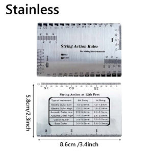 【Local delivery】 24.75 Inch Portable Fretboard Luthiers Tool Measuring Electric Stainless Steel Guitar Neck Ruler Notched Straight Edge Gauge Guitar-Ruler-Kit