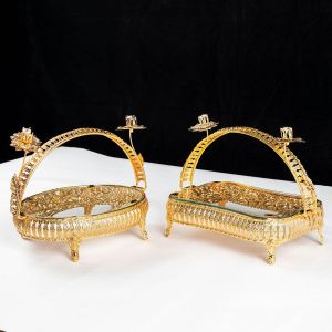 ANBIHE Retro Fruit Plate Creative Metal Pastry Tray Craft Classic Storage Basket Living Room