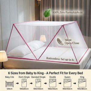 COZY Mosquito Net Kulambo Foldable No Bottom Bed Tent Portable Easy Set Up for Queen King Bed Adult Children 1.5m Queen 1.8m King Bed