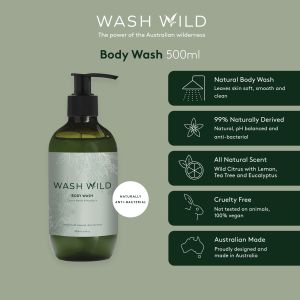 Wash Wild Body Wash 500mL - pH Balanced (Lemon Myrtle & Mandarin Scent)