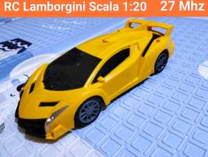 Mobil RC Lamborghini Scala 1:20 Warna Kuning dengan Lampu Depan dan Frekuensi 27 MHz untuk Anak Usia 6 Tahun Ke Atas
