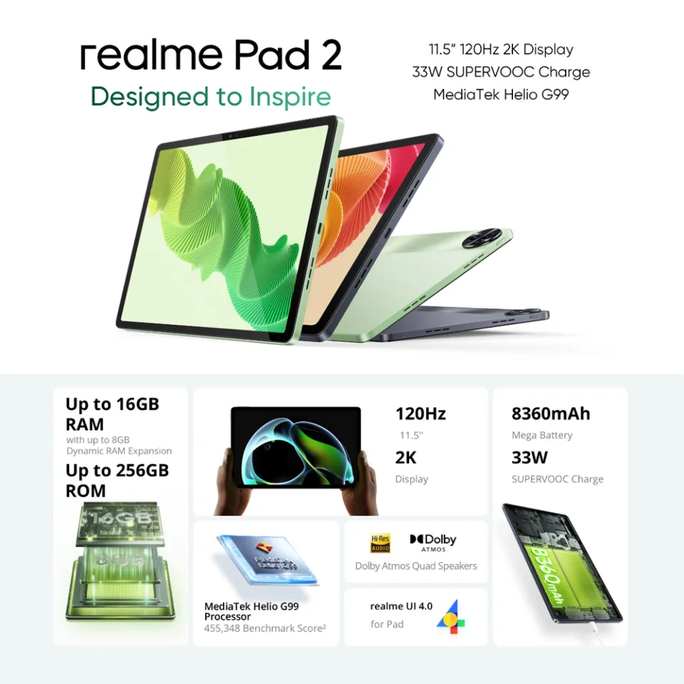 Realme Pad 2 is official - 11.5 120Hz display, Helio G99 chip -   news