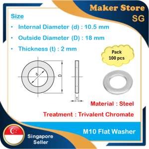 Steel Flat Washer M10 (Pack : 100 pcs)
