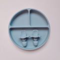 ☼Mums Corner Silicone Suction Plate and Silicone Spoon And Fork BLW Utensils BPA-Free Plate for Baby☛. 