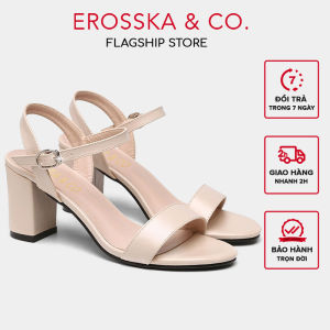 Giày sandal nữ thời trang Erosska gót vuông cao 7cm màu đen - EB066