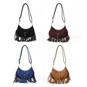 Fashionable Women’s Shoulder Bag with PU Leather Fringe and Adjustable Strap Spacious Interior Crossbody Bags for Women