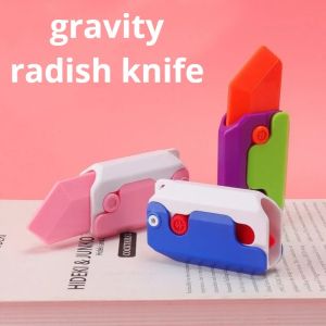 3D Carrot Gravity Knife Fidget Toy Children Adult Decompression Card Pushing Small Toy Mini Model 3D Printing Plastic Carrot Knife Children Cute Toy Gift