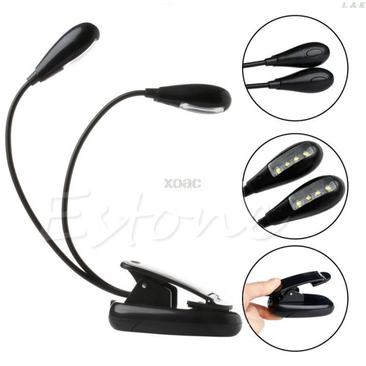 8 LED Book Reading Table Light Lamp Bright Dual Flexible Adjustable