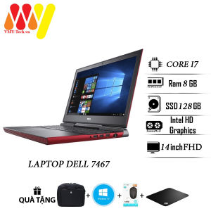 Laptop Dell Inspiron 7467 cấu hình khủng Core i7 Ram 8gb ổ cứng SSD 128gb+HDD 500gb cạc rời VGA GTX 1050 màn 14 FHD máy lướt 99% cao cấp