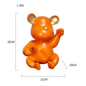 ตุ๊กตาหมีวางไวน์แดงและที่เปิดอย่างดี วัสดุเรซิ่น  มีน้ำหนักแข็งแรงสวยงาม เหมาะเป็นของฝากและแต่งบ้าน