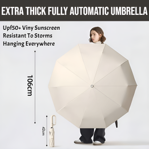 Fullautomatic reinforced oversized portable folding rain and sunny dualuse umbrella