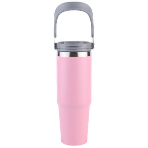 【New Arrival】 30oz Double-Layer Insulated Cup with Handle Travel Vacuum Flask Vacuum Thermal Insulated Mug for Cold Hot Beverages