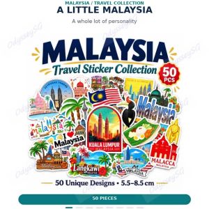 50pcs Malaysia Travel Stickers  Kuala Lumpur Landmarks Food & Culture  Laptop Journal Scrapbook Decor