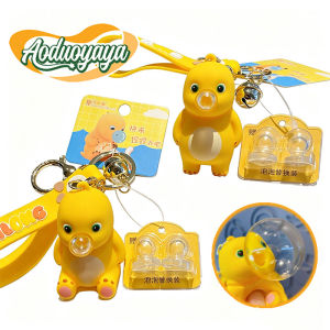 Aoduoyaya Blowing Bubble Milk Dragon Keychain Capybara Lulu Doll Keychain Couple Pendant Cartoon Ornament Gift