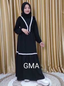 Gamis anak Hitam Set Jilbab 3-15 Tahun Cocok Buat Anak Ngaji Dan Sehari - hari