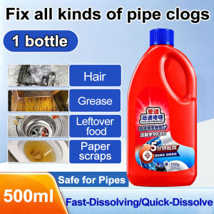 ✅100% Effective✅Drain Cleaner Clog Remover 500ML Drain Cleaner Clogged Pipe Sink For Grease Hair