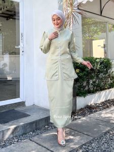 Baju Kurung Melayu Bridesmaid Polos SYEMA Kebaya Payet Setelan Blouse Rok Span Kondangan Lamaran