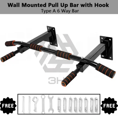 3H Palang Tarik Dinding | Wall Mounted Pull Up/Chin Up Bar C/W Hook untuk Beg Tinju MMA &Boxing Bag